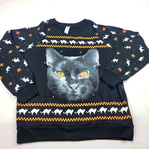 Celebrate Halloween cat kitty ugly sweater fall Halloween themed light-up sweats - Picture 1 of 7
